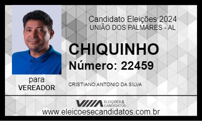 Candidato CHIQUINHO 2024 - UNIÃO DOS PALMARES - Eleições