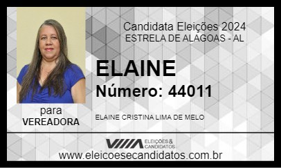 Candidato ELAINE 2024 - ESTRELA DE ALAGOAS - Eleições