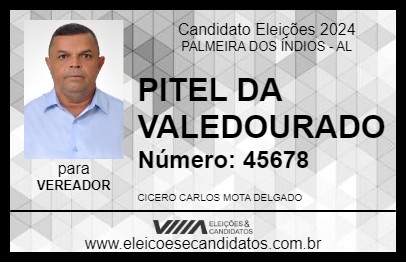 Candidato PITEL DA VALEDOURADO 2024 - PALMEIRA DOS ÍNDIOS - Eleições