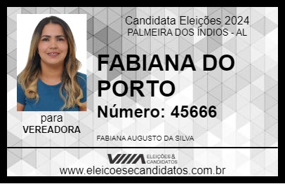 Candidato FABIANA DO PORTO 2024 - PALMEIRA DOS ÍNDIOS - Eleições