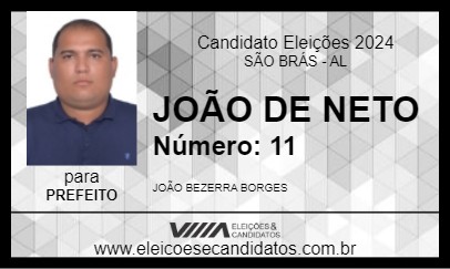 Candidato JOÃO BORGES 2024 - SÃO BRÁS - Eleições