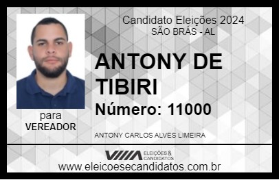 Candidato ANTONY DE TIBIRI 2024 - SÃO BRÁS - Eleições