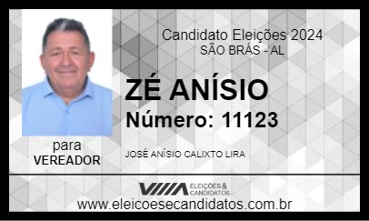 Candidato ZÉ ANÍSIO 2024 - SÃO BRÁS - Eleições