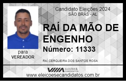 Candidato RAÍ DA MÃO DE ENGENHO 2024 - SÃO BRÁS - Eleições