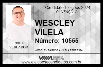 Candidato WESCLEY VILELA 2024 - OLIVENÇA - Eleições