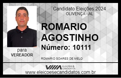 Candidato ROMARIO AGOSTINHO 2024 - OLIVENÇA - Eleições