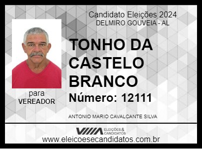 Candidato TONHO DA CASTELO BRANCO 2024 - DELMIRO GOUVEIA - Eleições