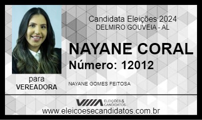 Candidato NAYANE CORAL 2024 - DELMIRO GOUVEIA - Eleições