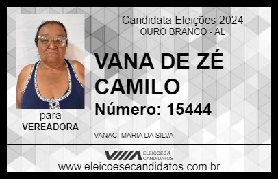 Candidato VANA DE ZÉ CAMILO 2024 - OURO BRANCO - Eleições