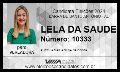 Candidato LELA DA SAUDE 2024 - BARRA DE SANTO ANTÔNIO - Eleições