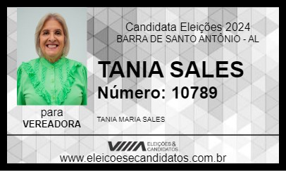 Candidato TANIA SALES 2024 - BARRA DE SANTO ANTÔNIO - Eleições