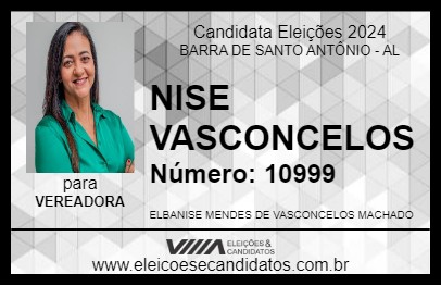 Candidato NISE VASCONCELOS 2024 - BARRA DE SANTO ANTÔNIO - Eleições