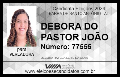 Candidato DEBORA DO PASTOR JOÃO 2024 - BARRA DE SANTO ANTÔNIO - Eleições