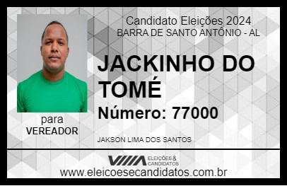 Candidato JACKINHO DO TOMÉ 2024 - BARRA DE SANTO ANTÔNIO - Eleições