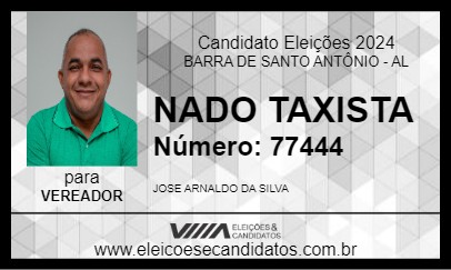 Candidato NADO TAXISTA 2024 - BARRA DE SANTO ANTÔNIO - Eleições