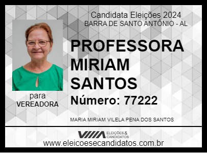 Candidato PROFESSORA MIRIAM SANTOS 2024 - BARRA DE SANTO ANTÔNIO - Eleições