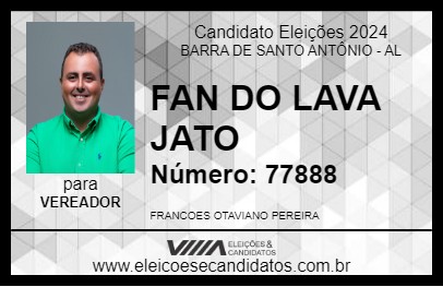 Candidato FAN DO LAVA JATO 2024 - BARRA DE SANTO ANTÔNIO - Eleições