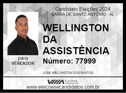 Candidato WELLINGTON DA ASSISTÊNCIA 2024 - BARRA DE SANTO ANTÔNIO - Eleições