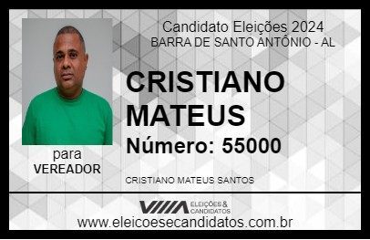 Candidato CRISTIANO MATEUS 2024 - BARRA DE SANTO ANTÔNIO - Eleições