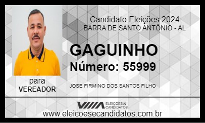 Candidato GAGUINHO 2024 - BARRA DE SANTO ANTÔNIO - Eleições