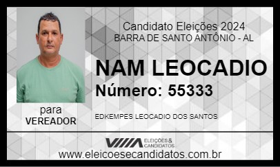 Candidato NAM LEOCADIO 2024 - BARRA DE SANTO ANTÔNIO - Eleições