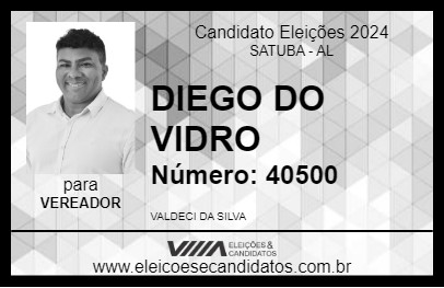 Candidato DIEGO DO VIDRO 2024 - SATUBA - Eleições