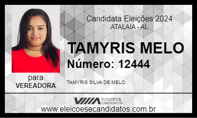 Candidato TAMYRIS MELO 2024 - ATALAIA - Eleições