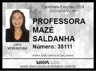 Candidato PROFESSORA MAZÉ SALDANHA 2024 - ITACOATIARA - Eleições