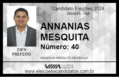 Candidato ANNANIAS MESQUITA 2024 - ANAMÃ - Eleições