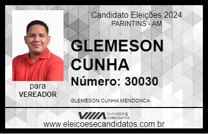 Candidato GLEMESON CUNHA 2024 - PARINTINS - Eleições