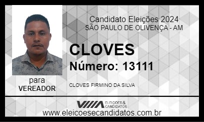 Candidato CLOVES 2024 - SÃO PAULO DE OLIVENÇA - Eleições