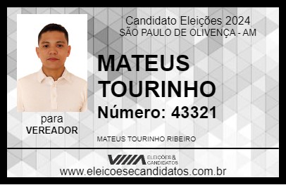 Candidato MATEUS TOURINHO 2024 - SÃO PAULO DE OLIVENÇA - Eleições