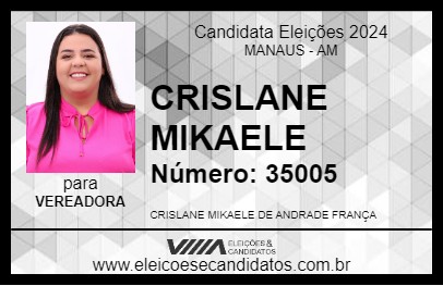 Candidato CRISLANE MIKAELE 2024 - MANAUS - Eleições