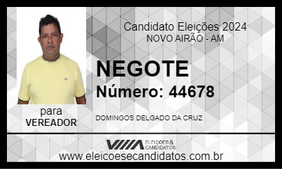 Candidato NEGOTE 2024 - NOVO AIRÃO - Eleições