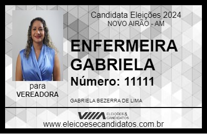 Candidato ENFERMEIRA GABRIELA 2024 - NOVO AIRÃO - Eleições