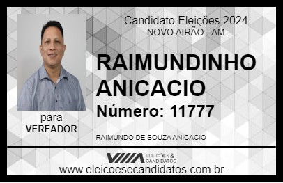 Candidato RAIMUNDINHO ANICACIO 2024 - NOVO AIRÃO - Eleições