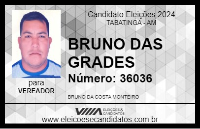 Candidato BRUNO DAS GRADES 2024 - TABATINGA - Eleições