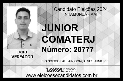 Candidato JUNIOR COMATERJ 2024 - NHAMUNDÁ - Eleições