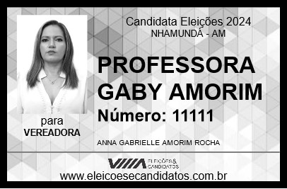 Candidato PROFESSORA GABY AMORIM 2024 - NHAMUNDÁ - Eleições