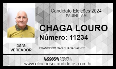 Candidato CHAGA LOURO 2024 - PAUINI - Eleições