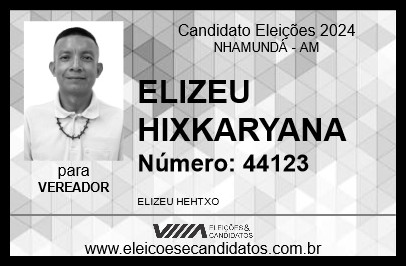 Candidato ELIZEU HIXKARYANA 2024 - NHAMUNDÁ - Eleições