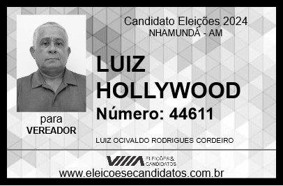 Candidato LUIZ HOLLYWOOD 2024 - NHAMUNDÁ - Eleições