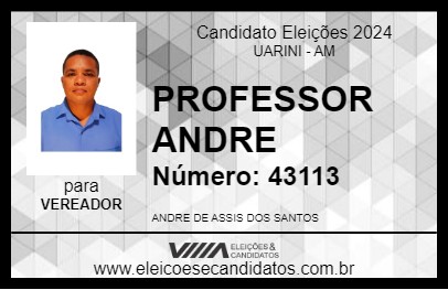 Candidato PROFESSOR ANDRE 2024 - UARINI - Eleições