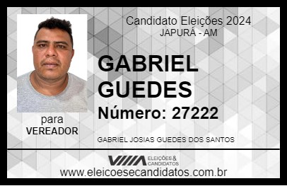 Candidato GABRIEL GUEDES 2024 - JAPURÁ - Eleições