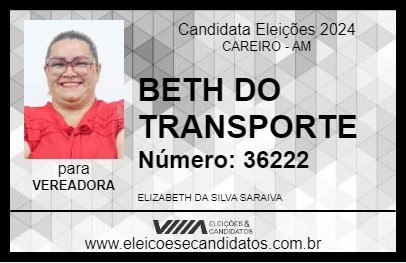 Candidato BETH DO TRANSPORTE 2024 - CAREIRO - Eleições