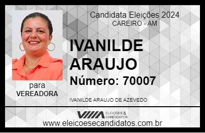 Candidato IVANILDE ARAUJO 2024 - CAREIRO - Eleições