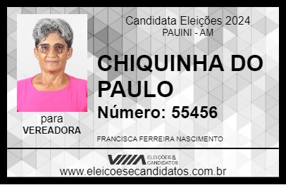 Candidato CHIQUINHA DO PAULO 2024 - PAUINI - Eleições