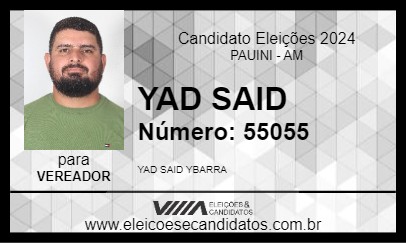 Candidato YAD SAID 2024 - PAUINI - Eleições