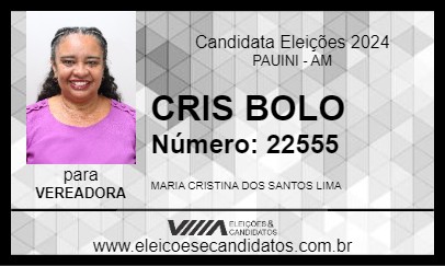 Candidato CRIS BOLO 2024 - PAUINI - Eleições