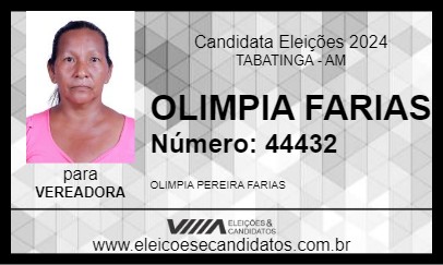 Candidato OLIMPIA FARIAS 2024 - TABATINGA - Eleições